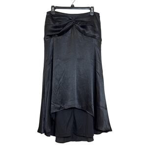 Nicole Miller "Very Black" Size 12 Skirt Knot Waist With High Low Hem
